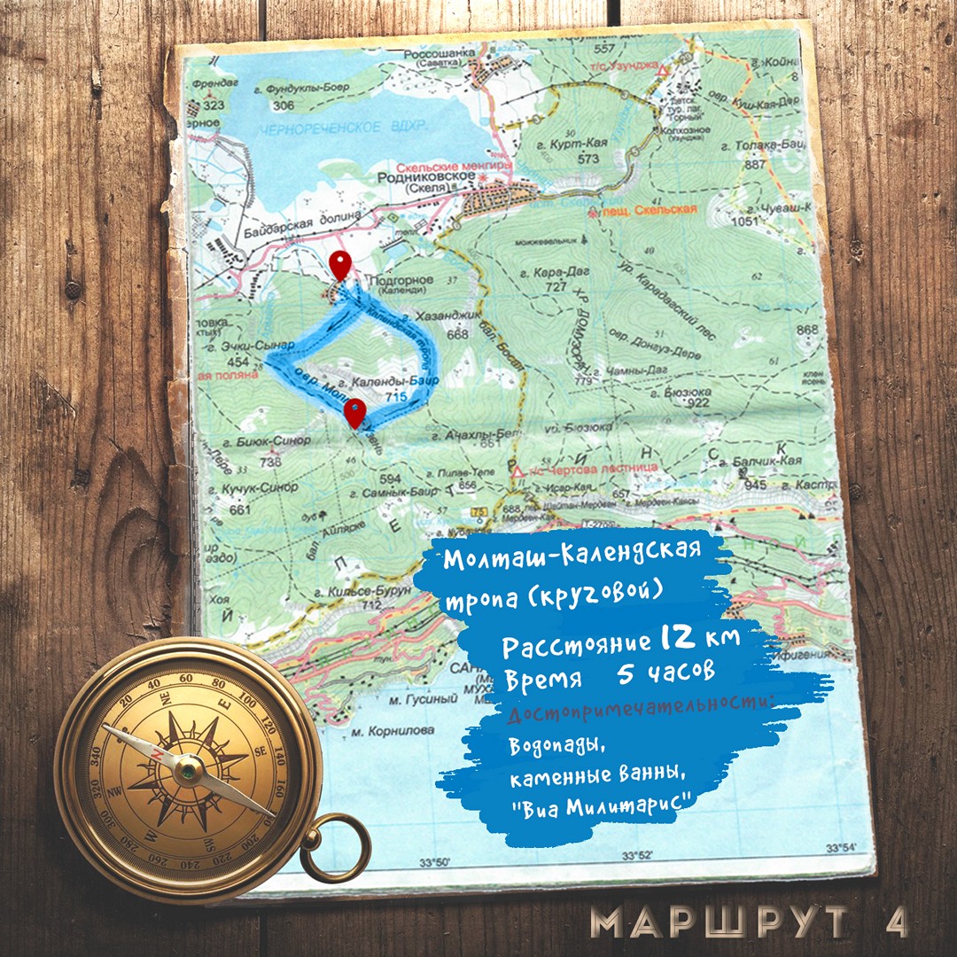 Туристическая карта Крыма, Молташ-Календская тропа