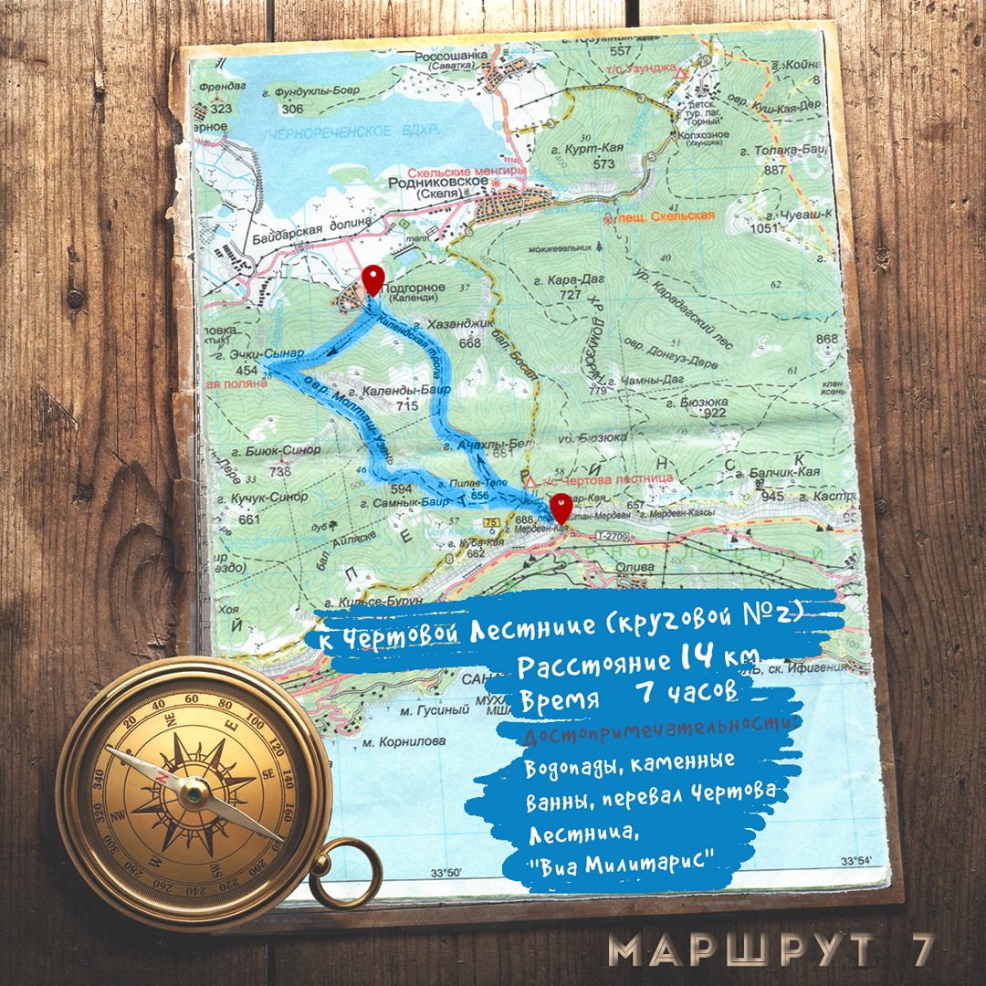 Крым туристический маршрут к Чертовой Лестнице (круговой №2)